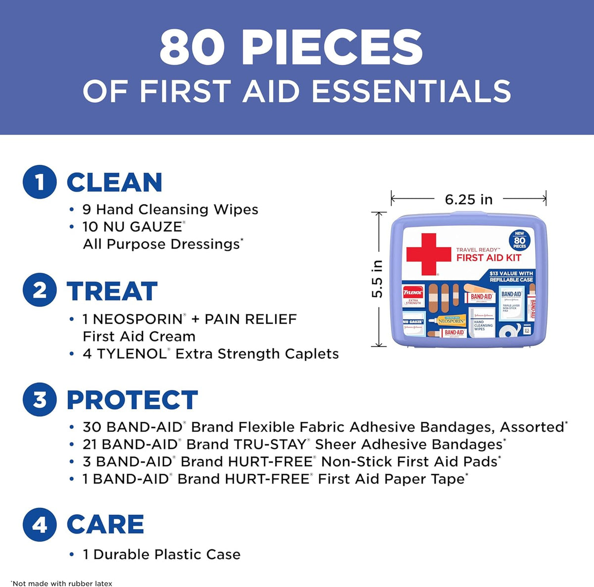 BAND-AID Brand Travel Ready Portable Emergency First Aid Kit for Minor Wound