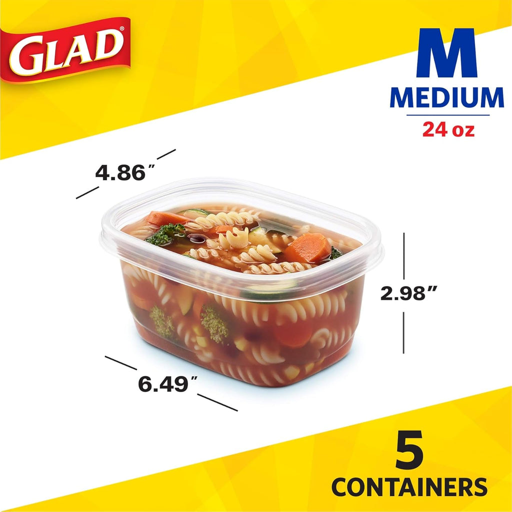 Glad GladWare Medium Rectangle Food Storage Containers with Lids, BPA Free