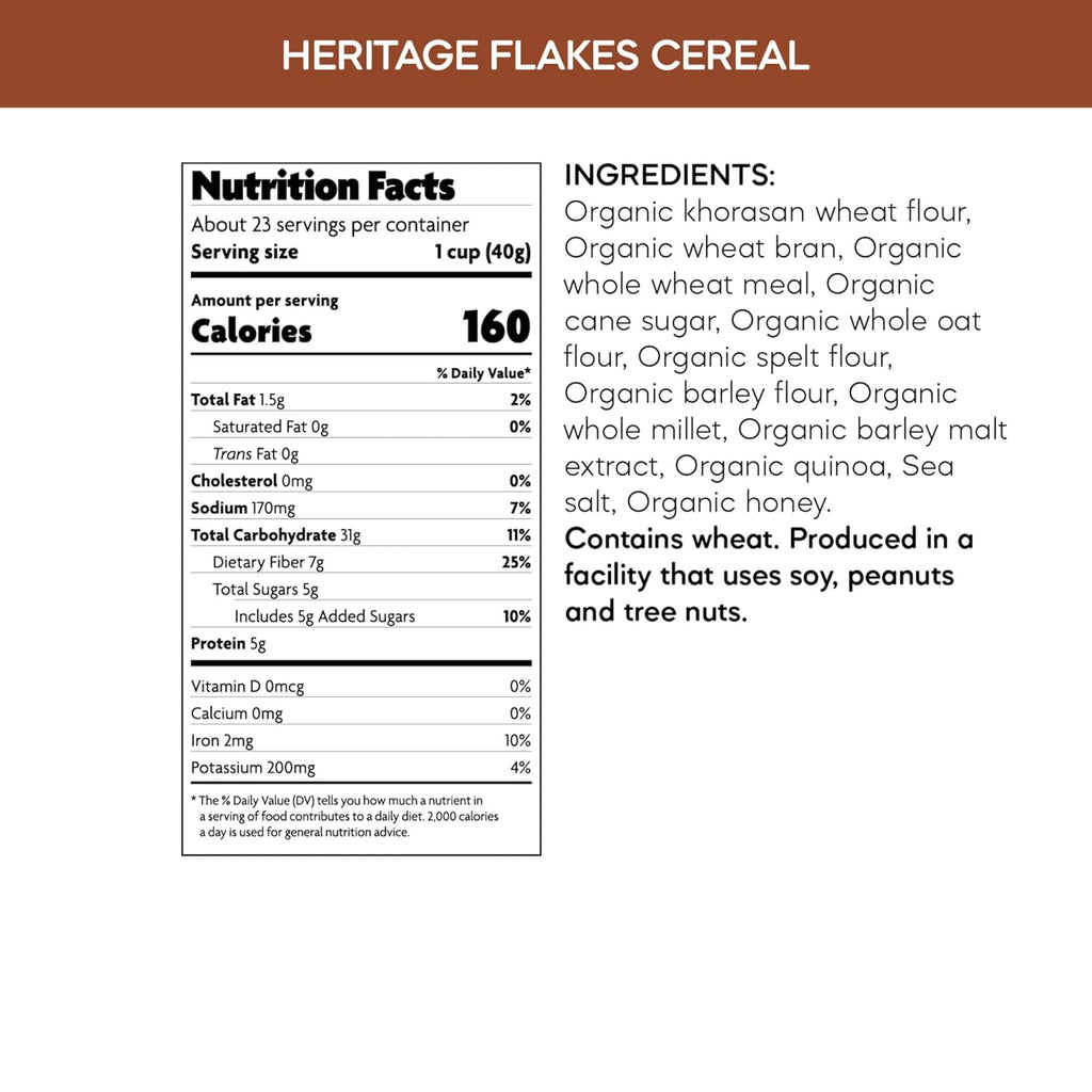 Nature's Path Organic Heritage Flakes® Cereal, 33.5 oz (Pack of 1), Ancient