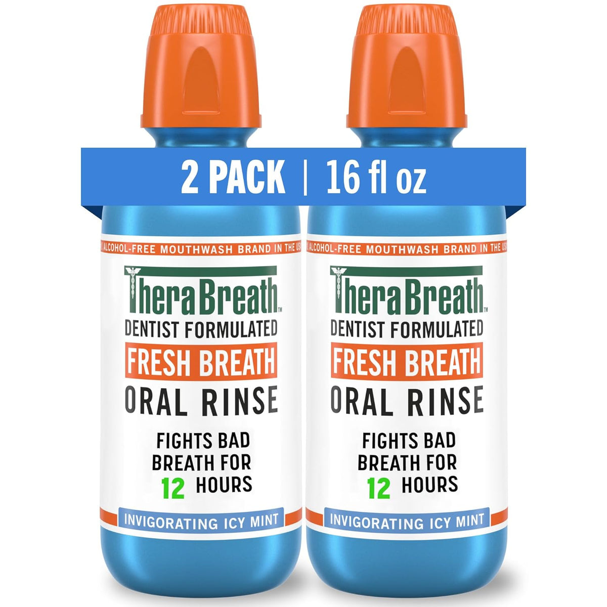 TheraBreath Fresh Breath Mouthwash, Icy Mint Flavor, Alcohol-Free, 16 Fl Oz