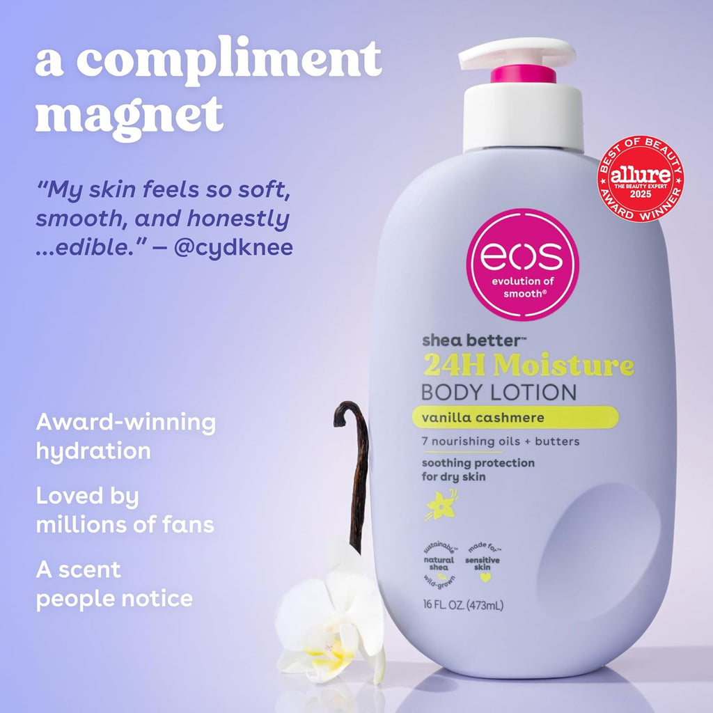 eos 24H Moisture Travel Body Lotion- Vanilla Cashmere, Travel Size Essential