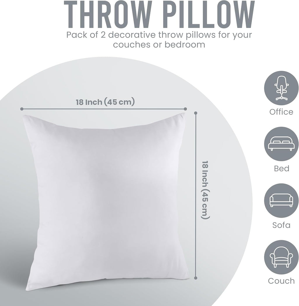 Utopia Bedding 18x18 Pillow Inserts, Set of 2, White – Indoor Decorative