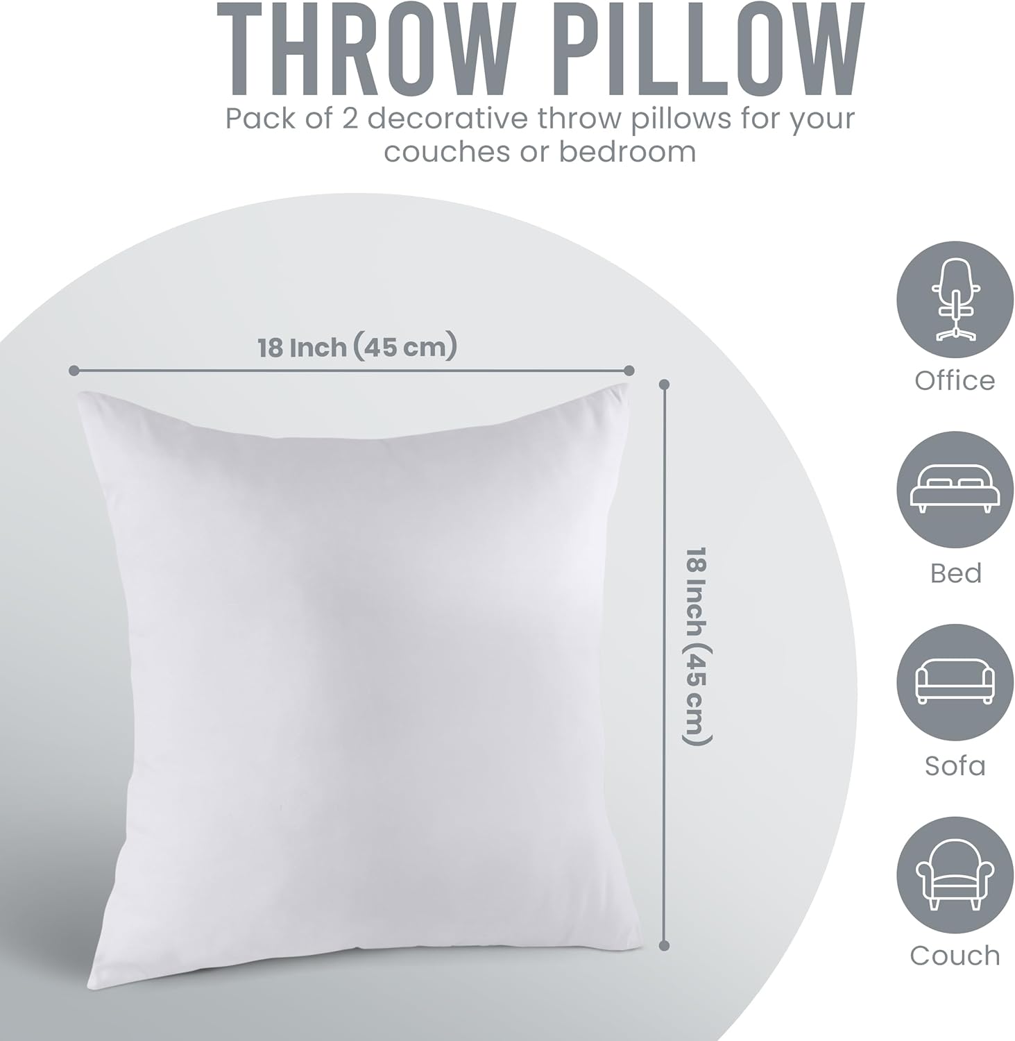 Utopia Bedding 18x18 Pillow Inserts, Set of 2, White – Indoor Decorative