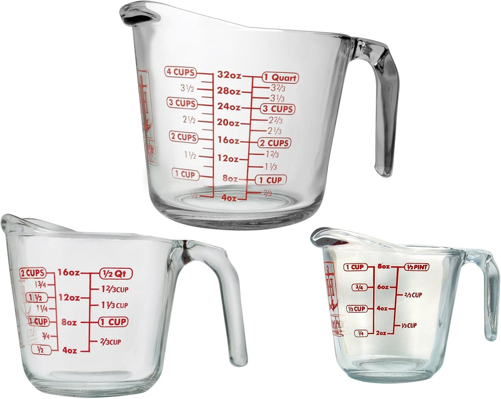 Anchor Hocking Glass Measuring Cups, 3 Piece Set