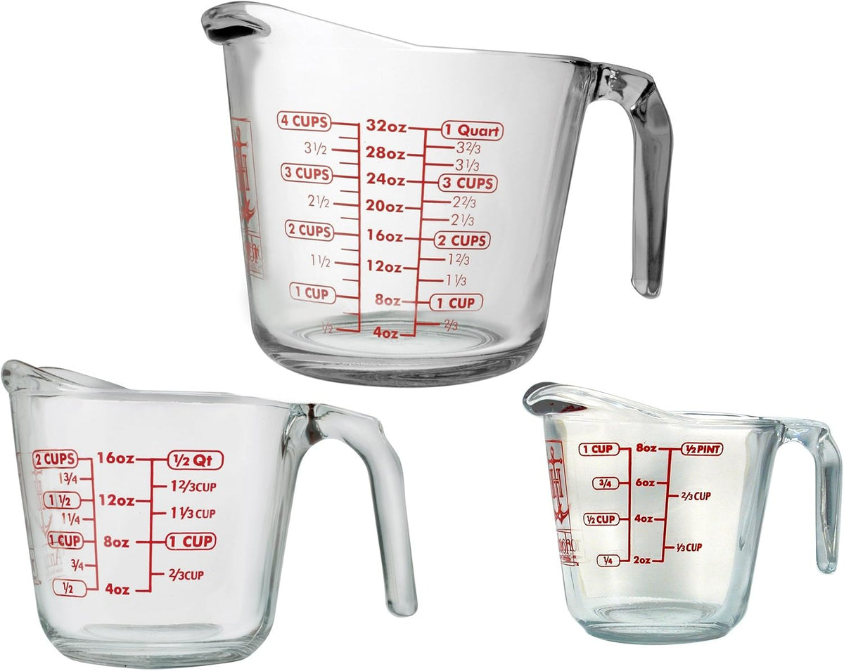 Anchor Hocking Glass Measuring Cups, 3 Piece Set