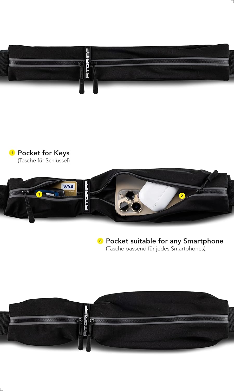 Fitgriffå¨ Running Belt for Men & Women - Secure Jogging Pouch for Phone