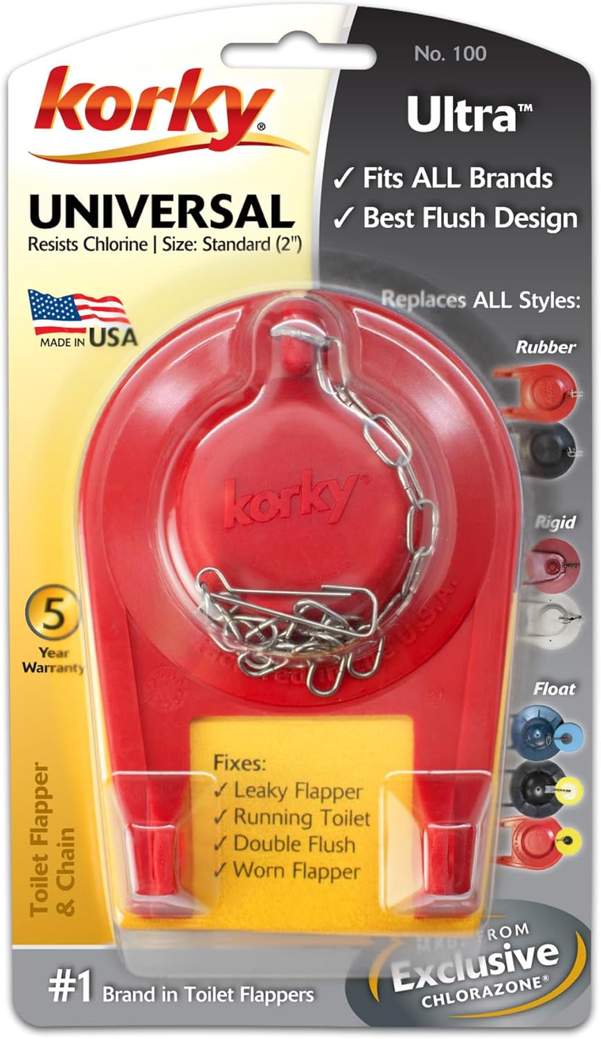 Korky Ultra Standard 2-Inch Universal Toilet Flapper - Long Lasting Rubber