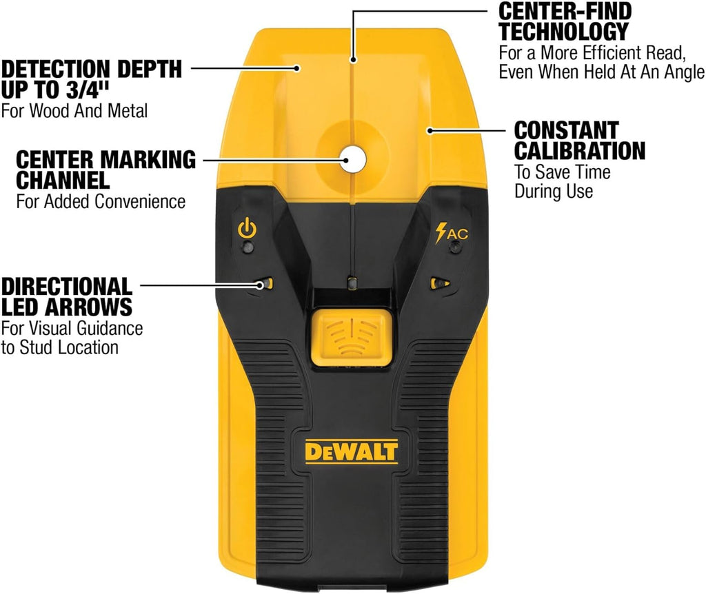 DEWALT Stud Finder, 3/4”, Locate Framing Studs Efficiently with LED Arrows