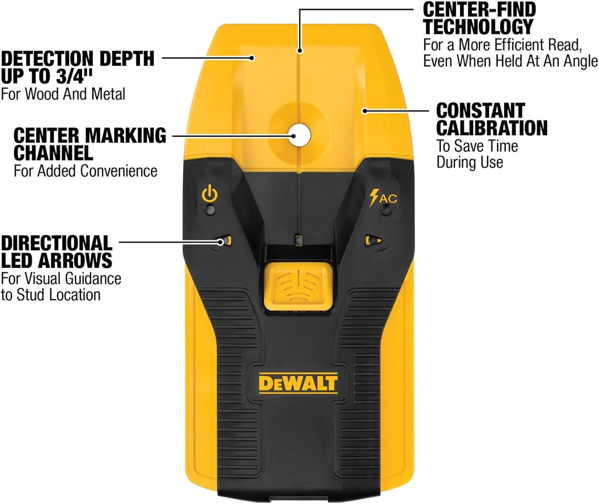 DEWALT Stud Finder, 3/4”, Locate Framing Studs Efficiently with LED Arrows
