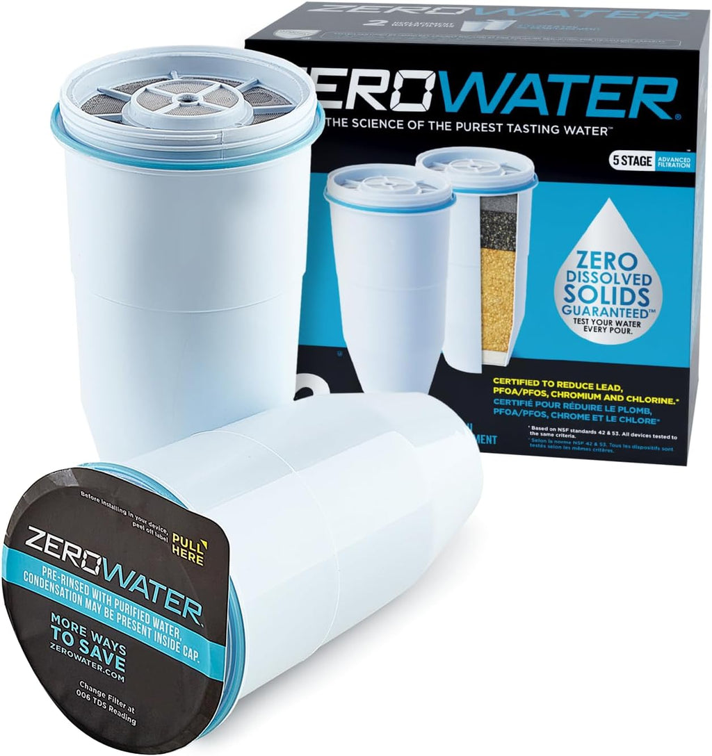 ZeroWater Official Replacement Water Filter Removes PFOA/PFOS 2-Pack