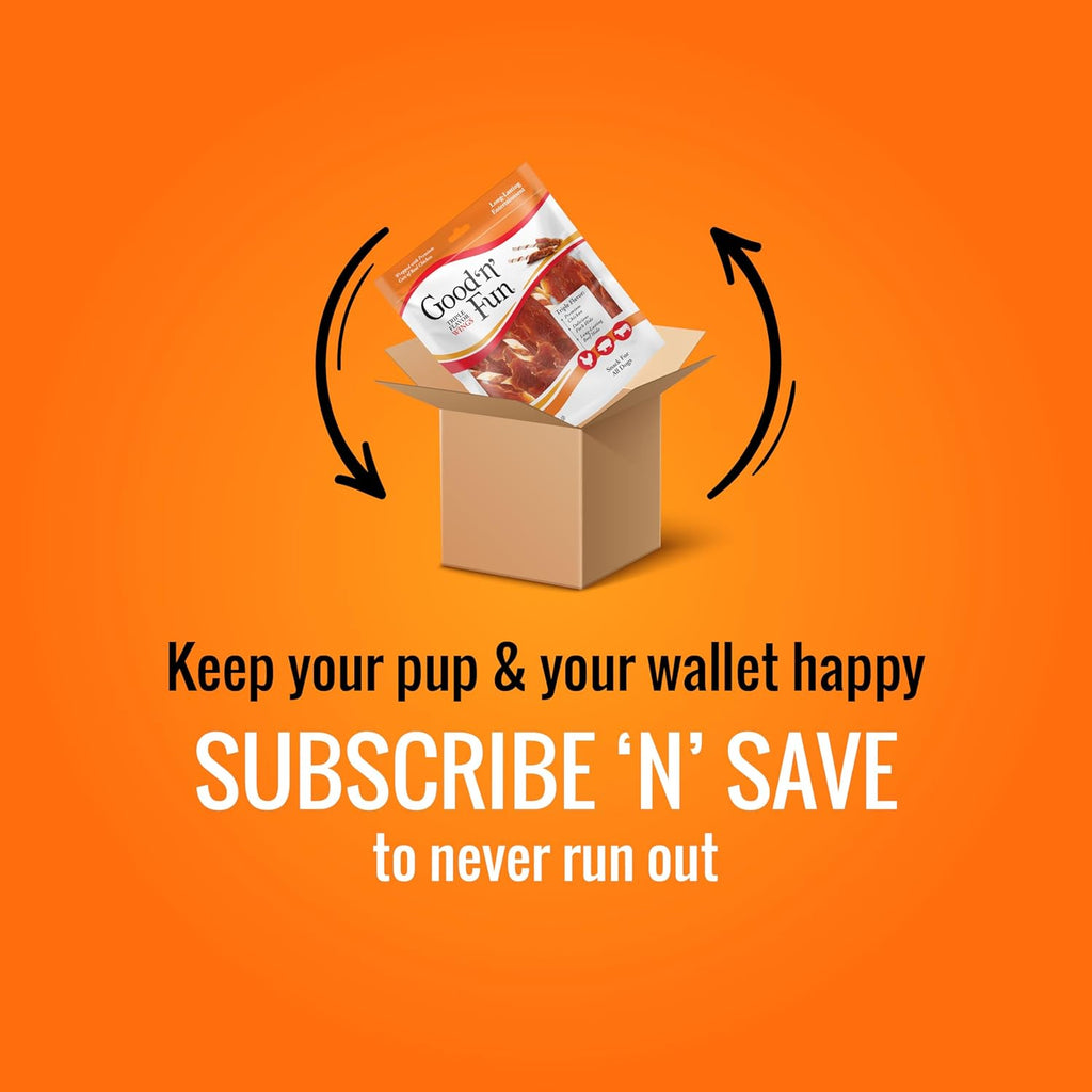 Good ‘n’ Fun Triple Flavor Wings Chews for All Dogs, 12 Ounces, Treat Your
