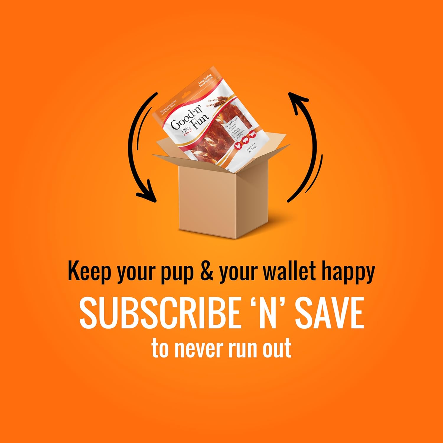 Good ‘n’ Fun Triple Flavor Wings Chews for All Dogs, 12 Ounces, Treat Your