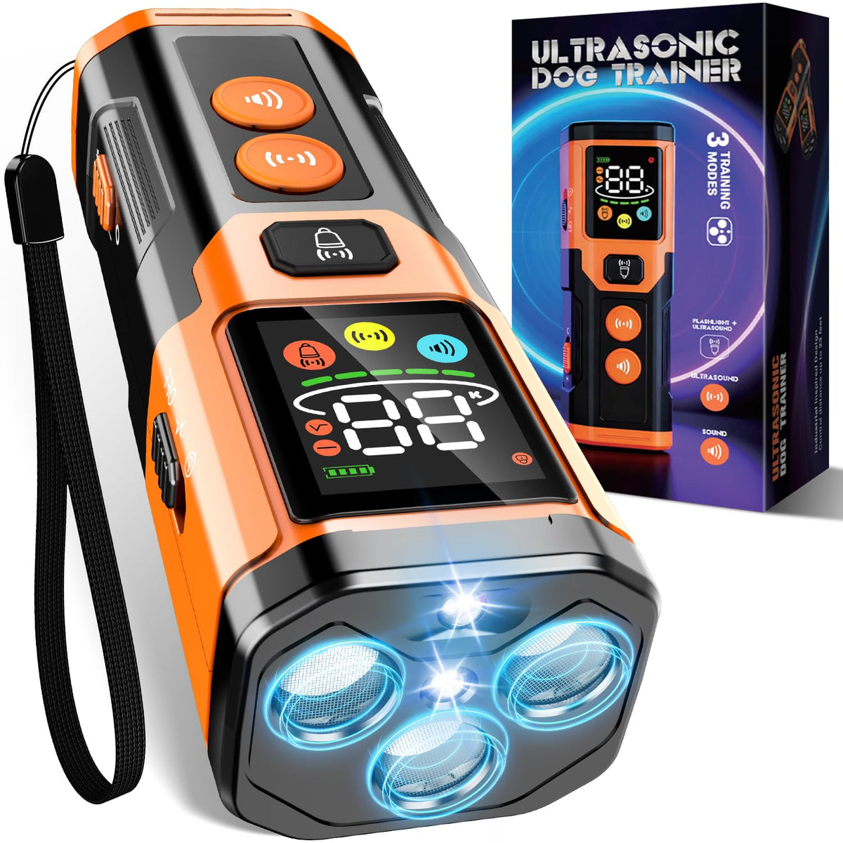 Dog Bark Deterrent Device, 3X Ultrasonic Anti Barking Device for Dogs with 6