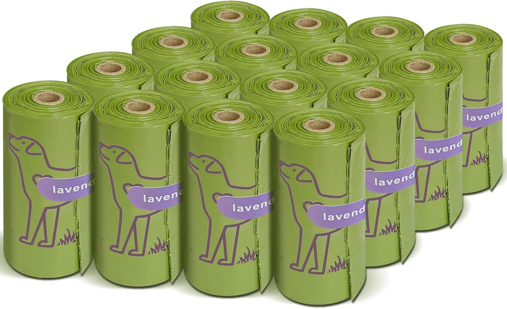 240 Count Lavender Scented 13” x 9” Dog Poop Bags Rolls, Leakproof Strong &