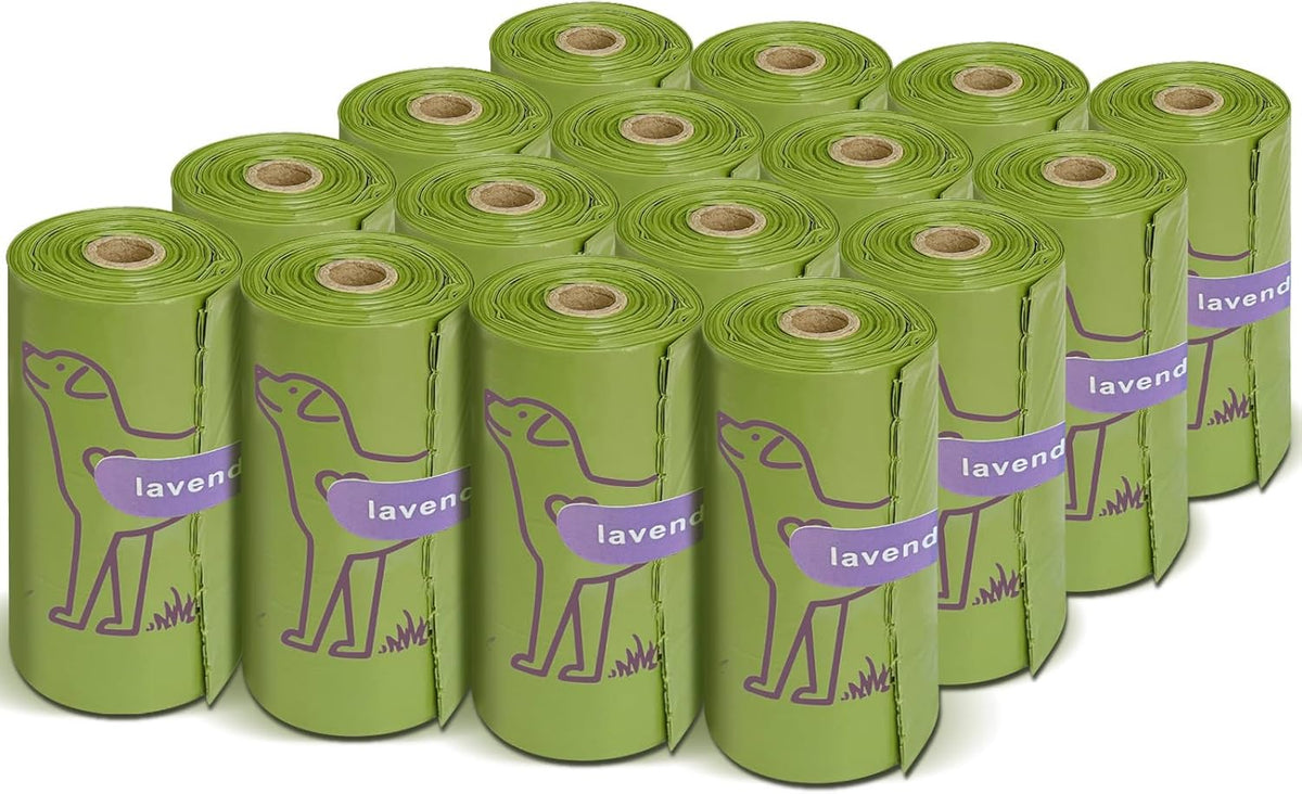 240 Count Lavender Scented 13” x 9” Dog Poop Bags Rolls, Leakproof Strong &
