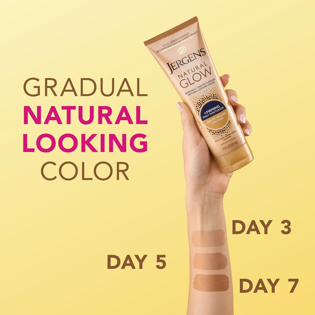 Jergens Natural Glow +Firming Self Tanner Body Lotion, Fair to Medium Skin