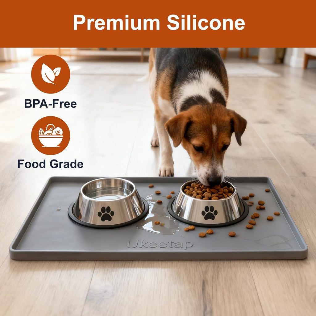 ukeetap Extra Thick Silicone Mat Waterproof with Raised Edge 19” x 12”, BPA