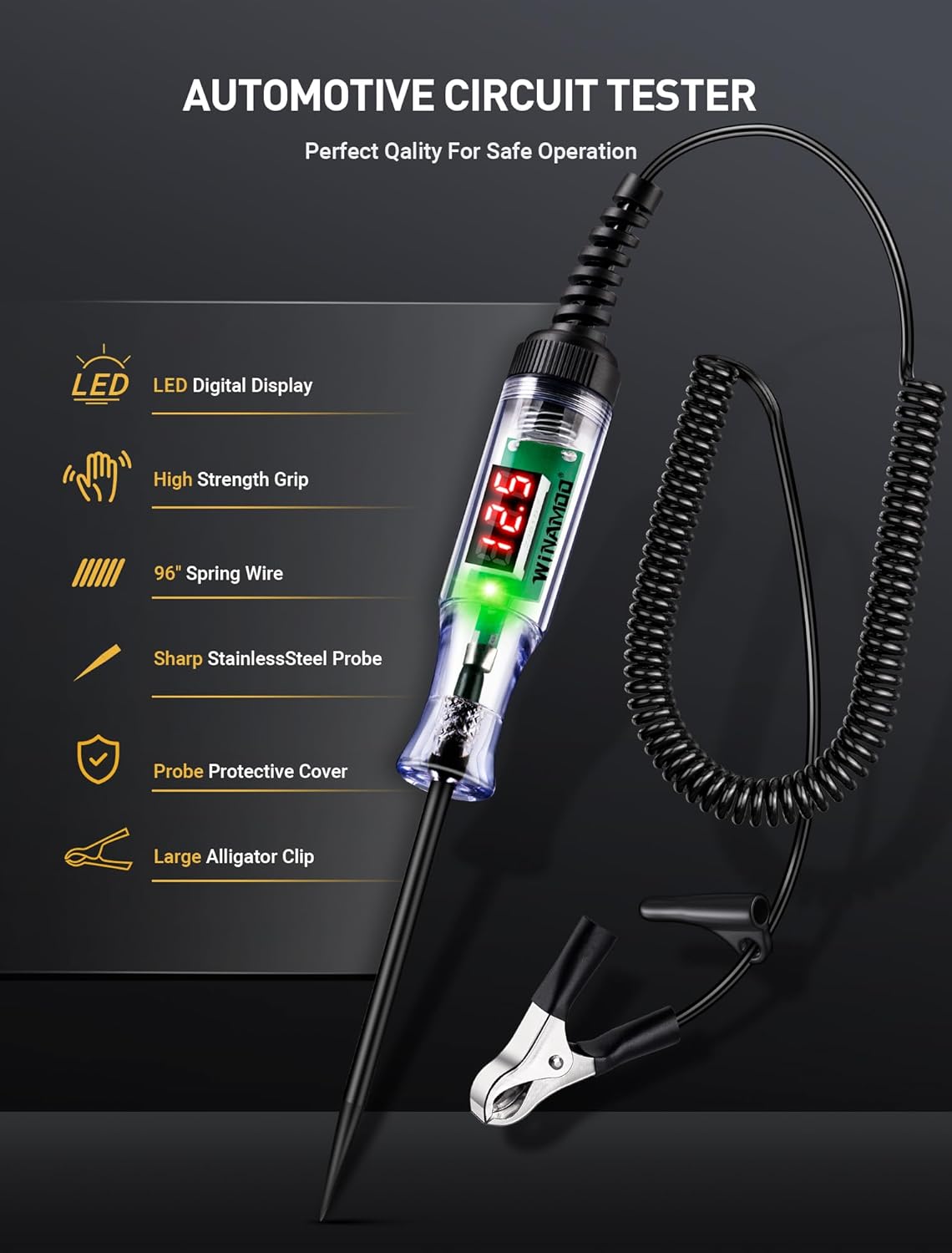 WINAMOO Automotive Test Light with 3-48V LED Digital Voltage Display, Auto