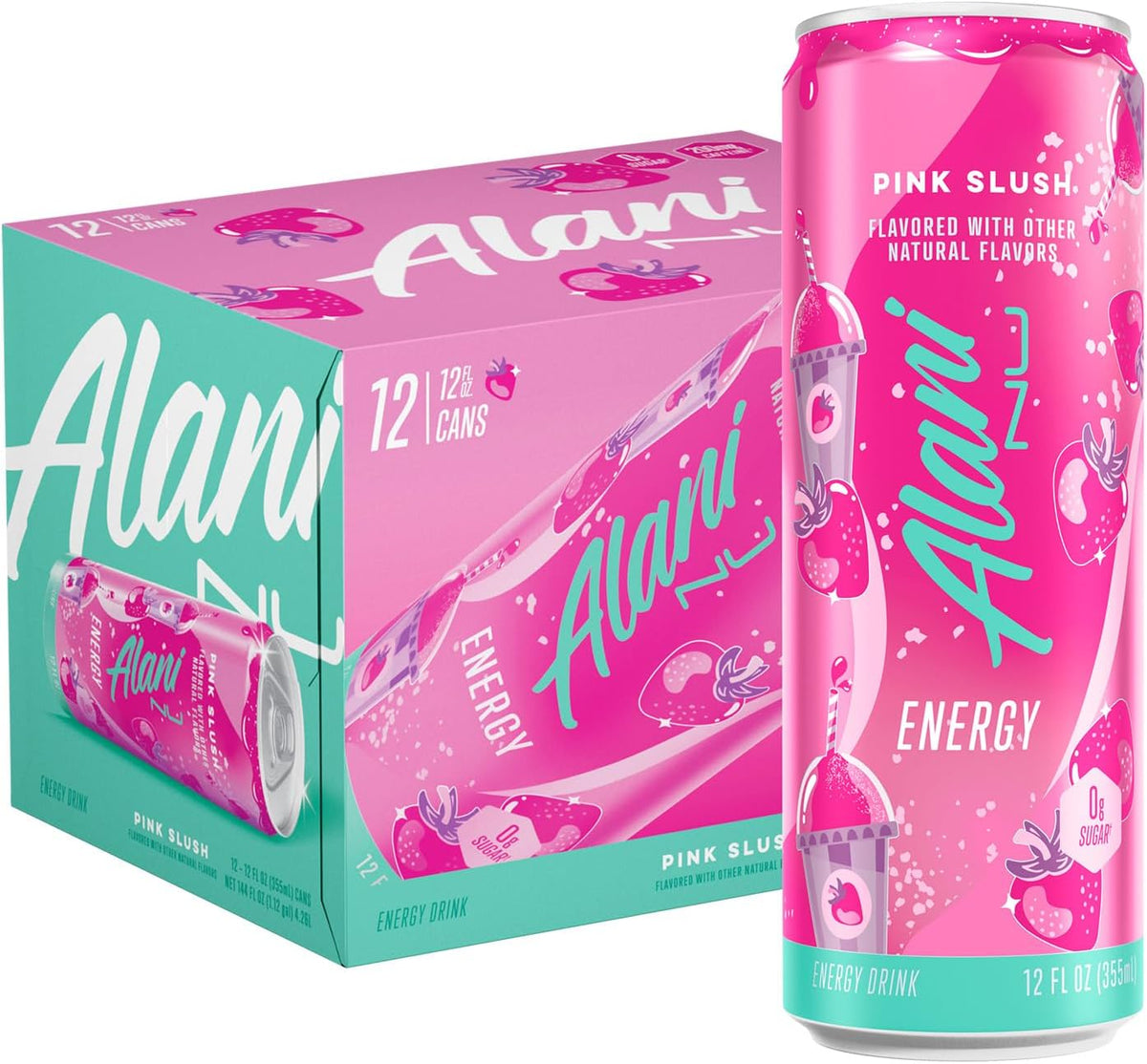 Alani Nu PINK SLUSH, Sugar Free, Low Calorie Energy Drinks, 200mg Caffeine