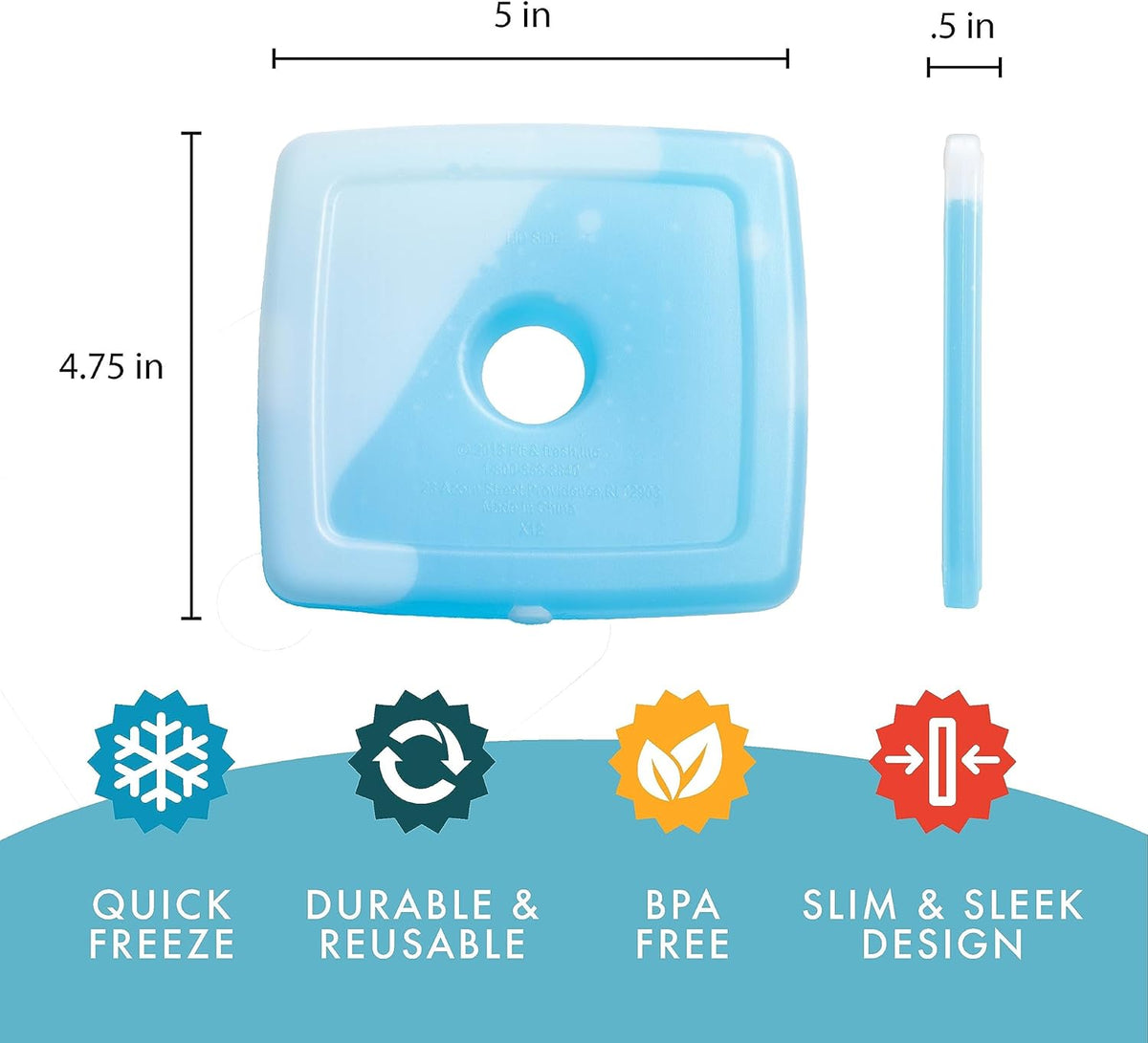 Fit + Fresh Cool Coolers Slim, Reusable Ice Packs for Lunch Bags, Beach Bags