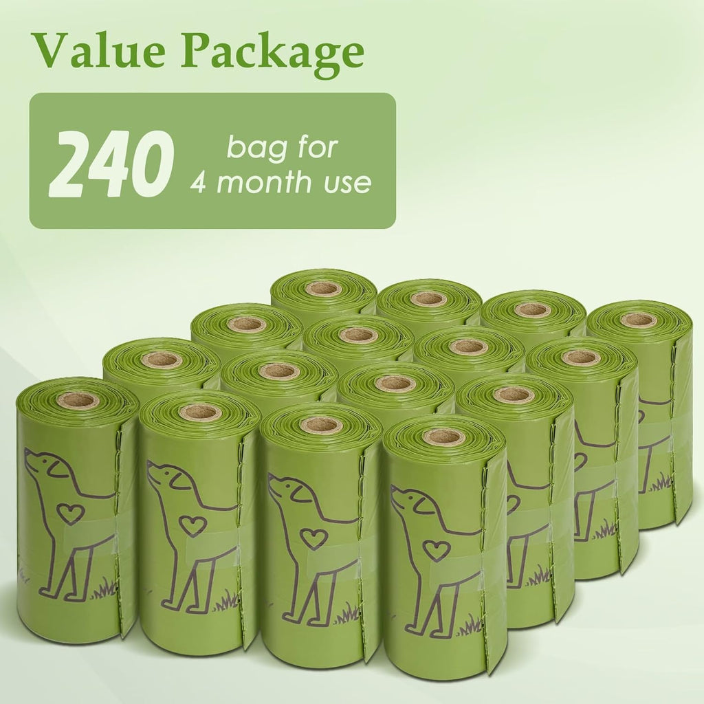 240 Count Lavender Scented 13” x 9” Dog Poop Bags Rolls, Leakproof Strong &