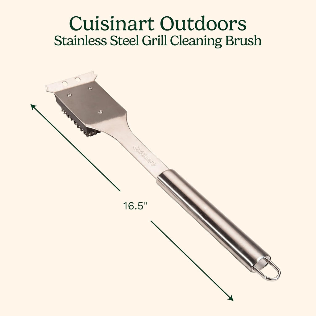 Cuisinart Stainless Steel 16.5" Long Handle Grill Cleaner Brush and Scraper