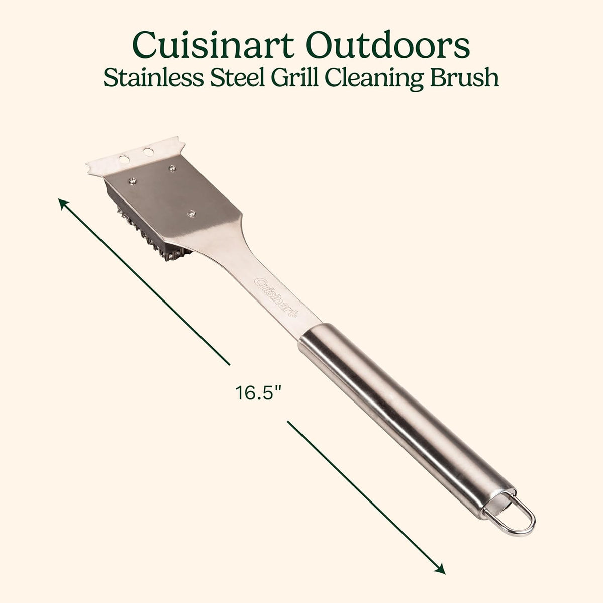 Cuisinart Stainless Steel 16.5" Long Handle Grill Cleaner Brush and Scraper