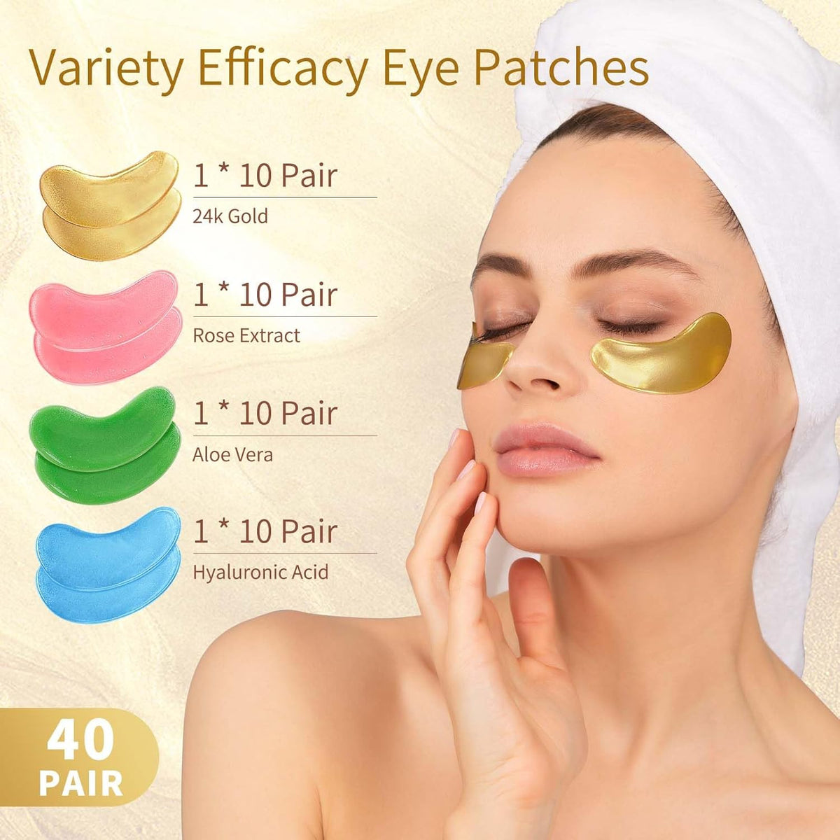 Under Eye Patches, 40 Pairs Eye Mask for Dark Circles, Puffy Eyes, Undereye