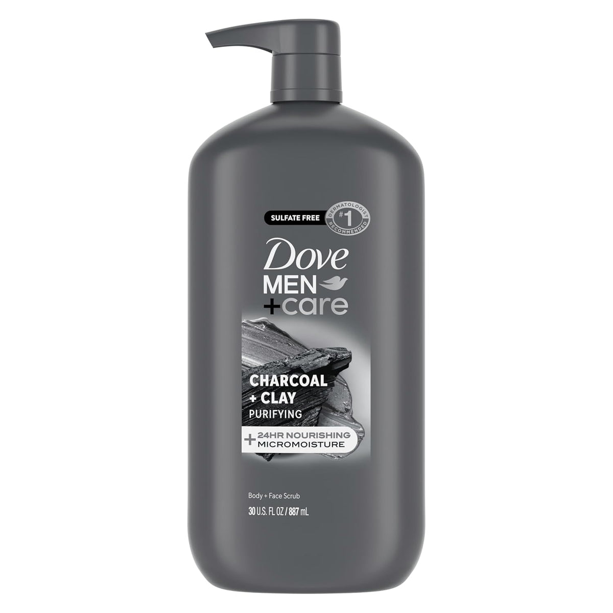 DOVE MEN + CARE Body and Face Scrub Charcoal + Clay Body Wash for Men with