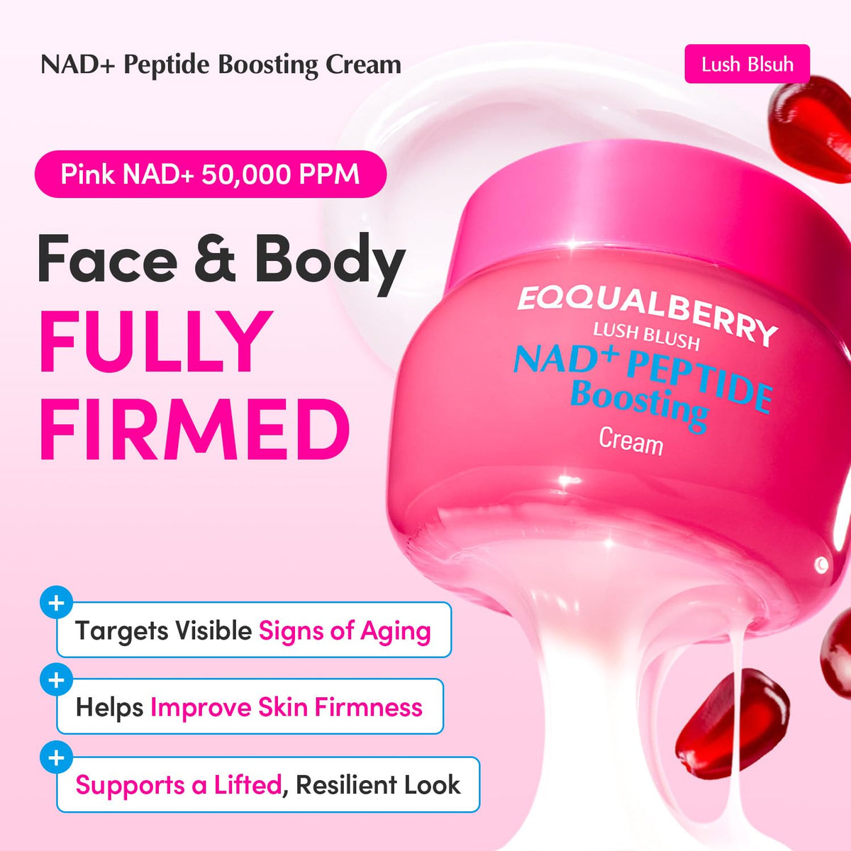 EQQUALBERRY NAD+ Peptide Boosting Cream – NAD+ 5% & 13 Peptides Anti-Aging