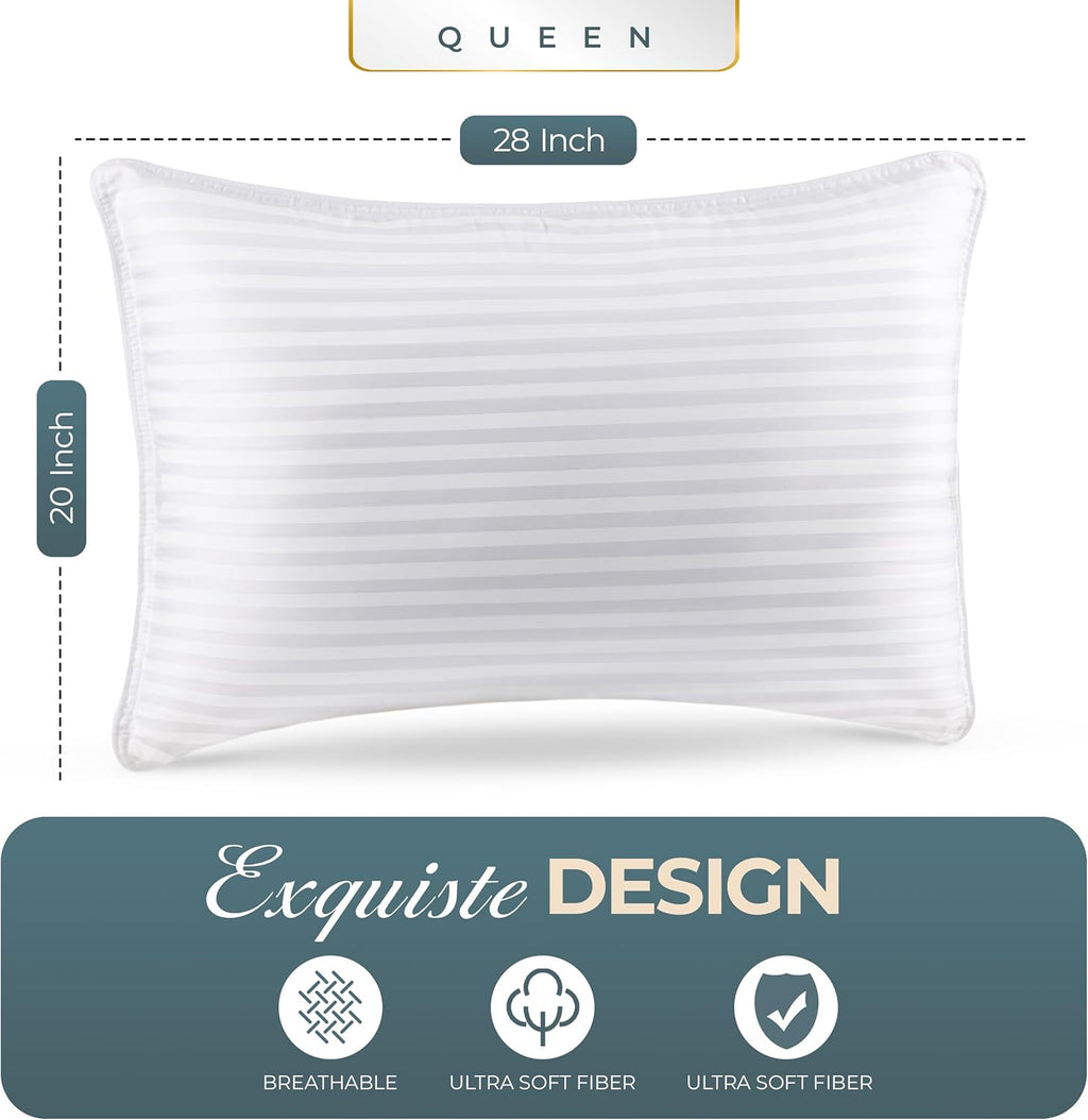 Utopia Bedding Bed Pillows for Sleeping Queen Size (White), Set of 2, Down