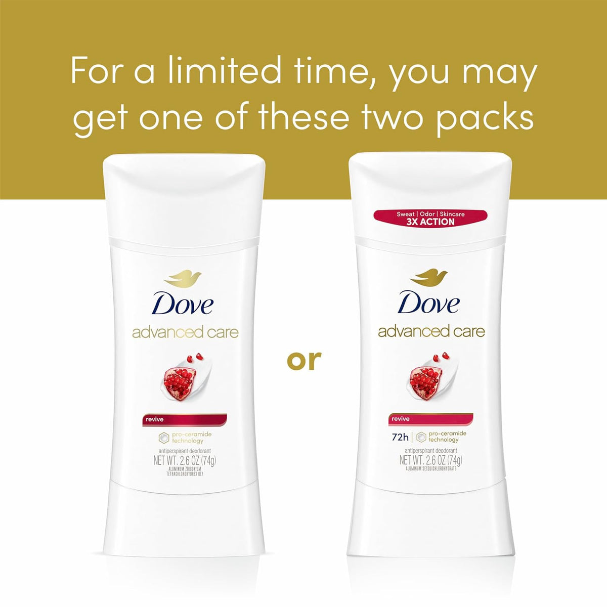 Dove Advanced Care Antiperspirant Deodorant for Women Twin Pack Revive 72