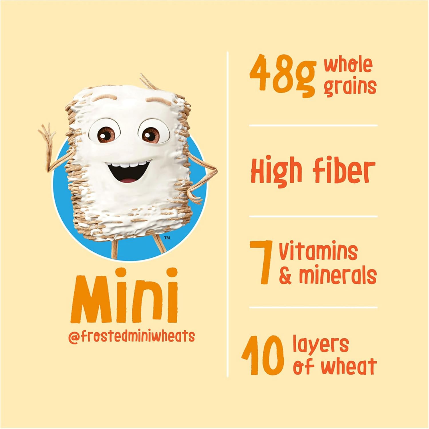 Kellogg’s Frosted Mini-Wheats Breakfast Cereal, High Fiber, 48g Whole Grain