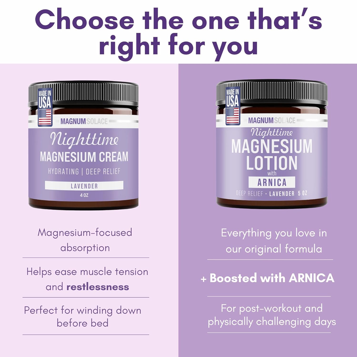 Magnum Solace Nighttime Magnesium Lotion with Arnica – Highly Concentrated