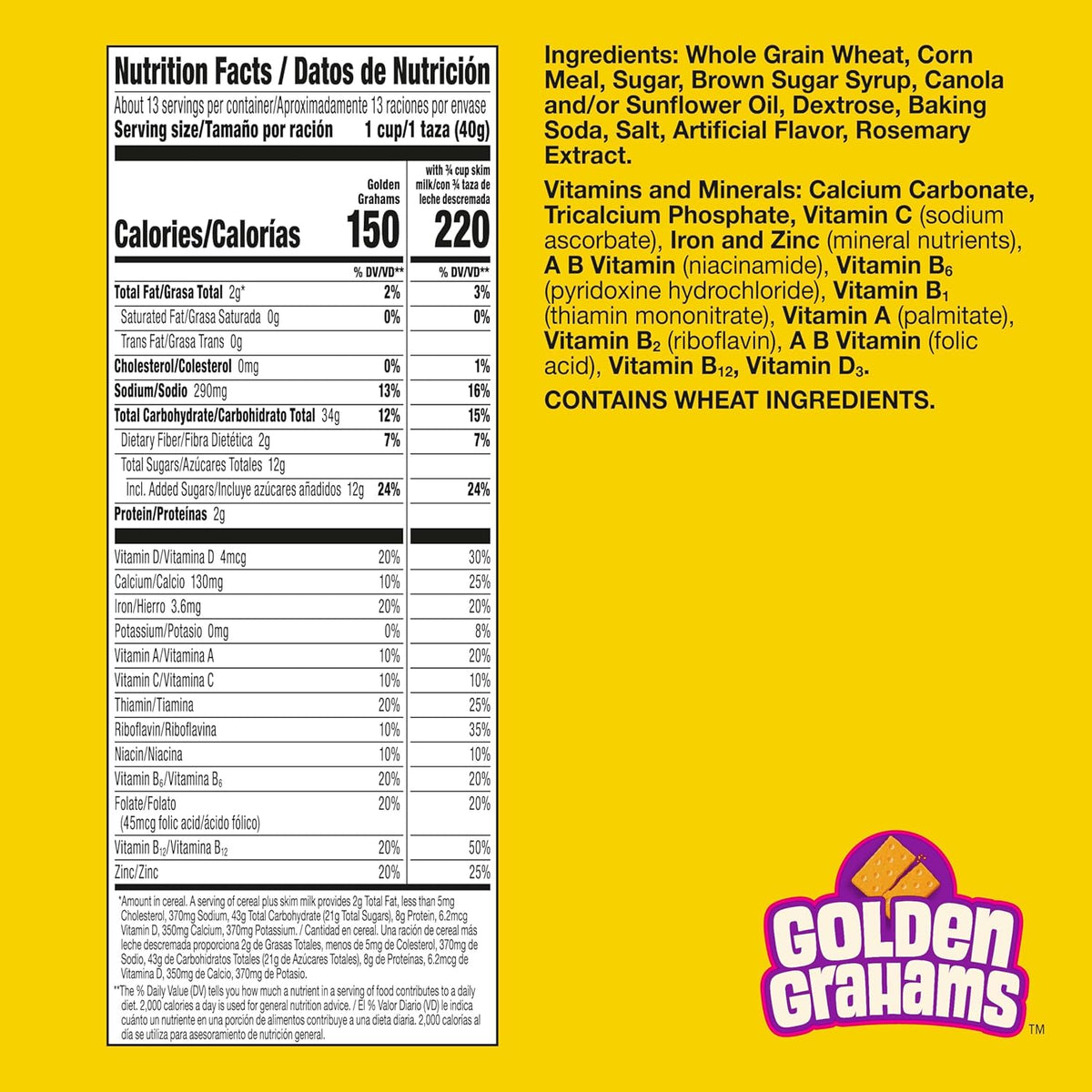 Golden Grahams Breakfast Cereal, Graham Cracker Taste, Made with Whole Grain
