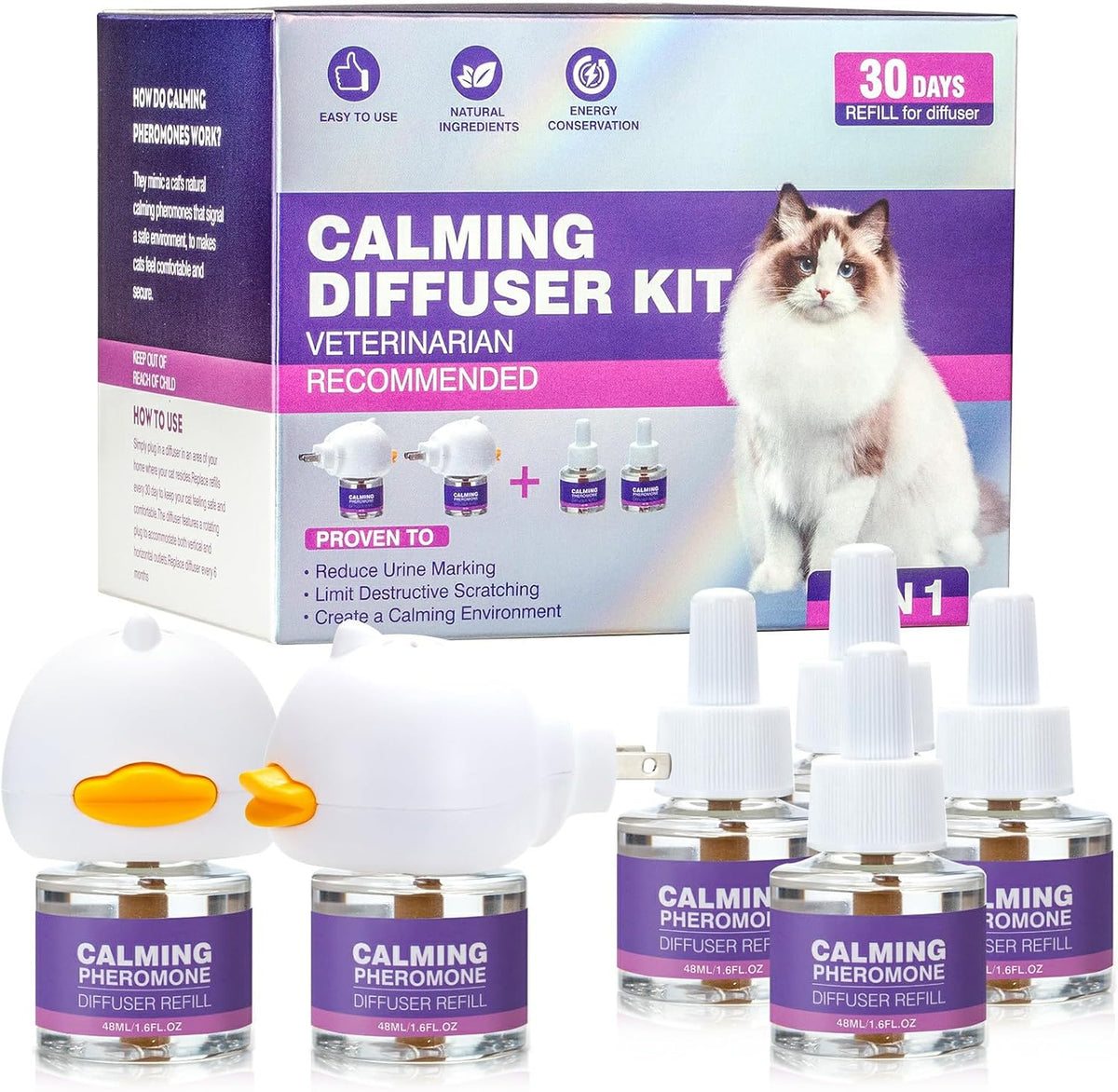 Tcllka Cat Calming Pheromone Diffuser Effectively Relieve Anxiety Stress Cat Calming