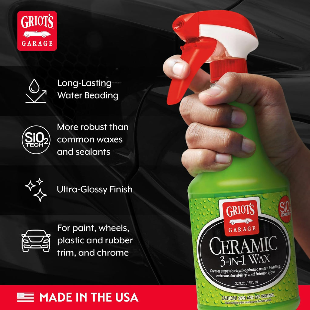 Griot’s Garage Ceramic 3-in-1 Wax, SiO2 Spray for Cars, Trucks, and RV’s
