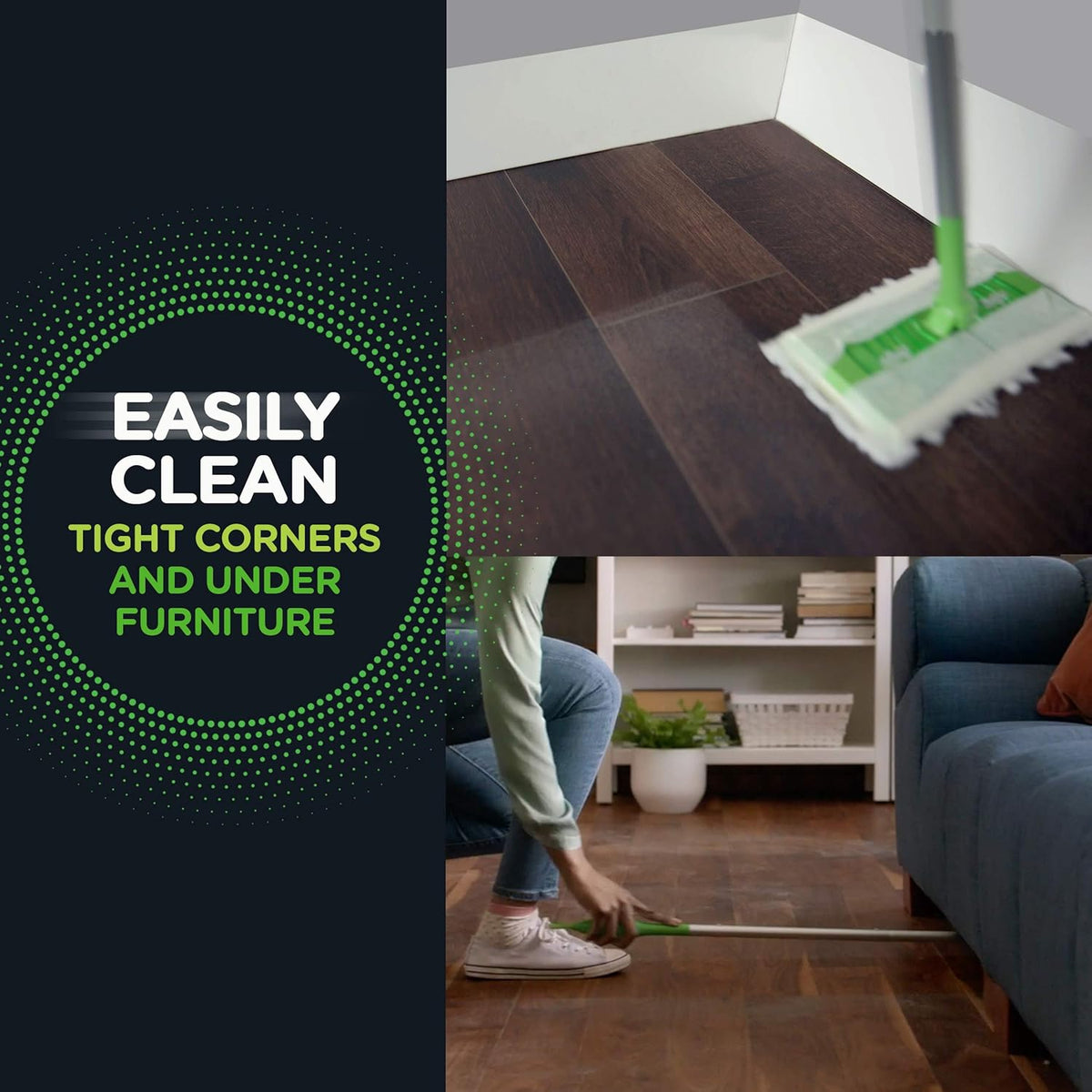 Sweep + Mop, Dry Pads Refill, Floor Cleaner for Dirt, Dust, Hair, Cleaning