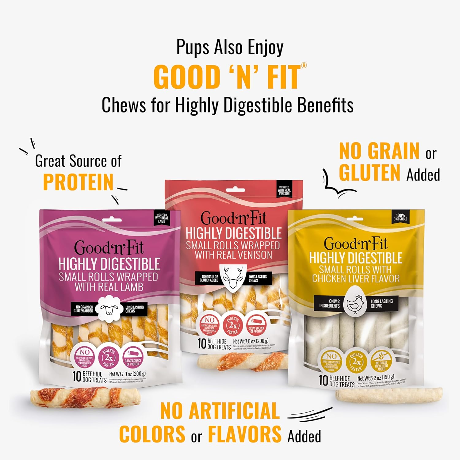 Good ‘n’ Fun Triple Flavor Kabobs Chews for All Dogs, 24 Ounces, Treat Your