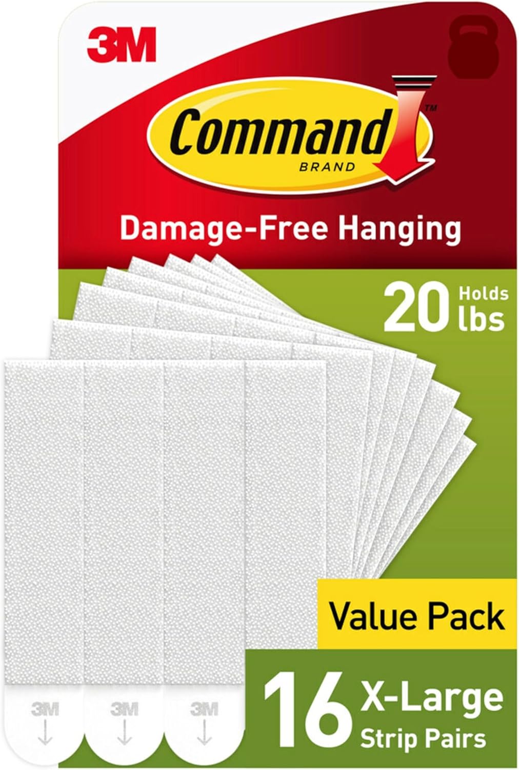 Command 20 lb XL 16 Pairs Heavyweight Picture Hanging Strips (32 Strips)