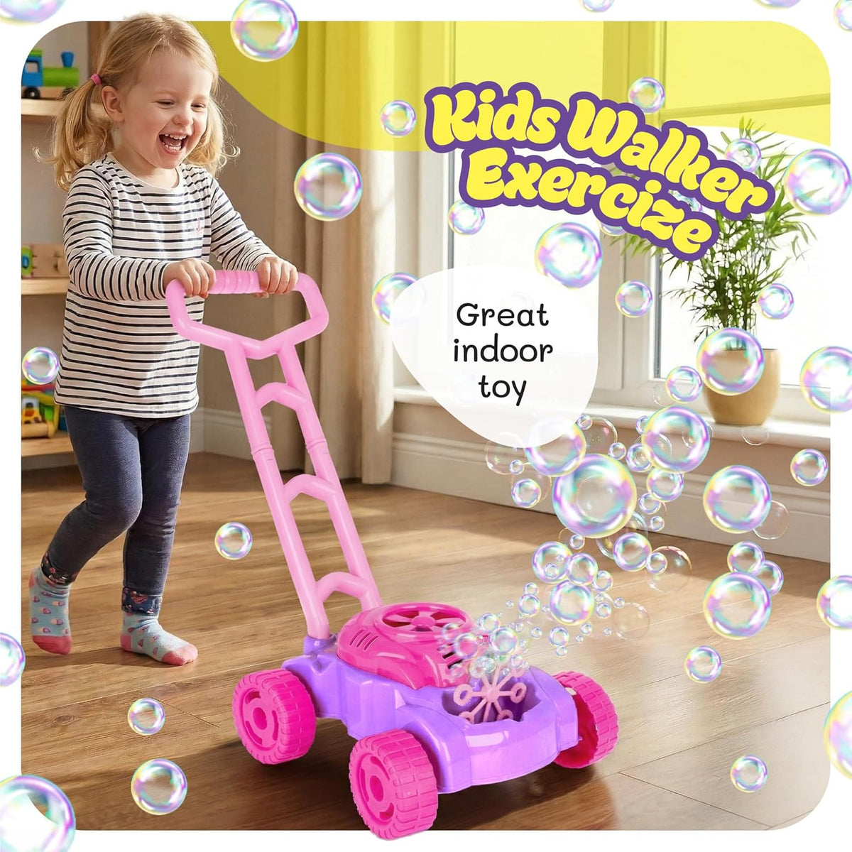 ArtCreativity Bubble Lawn Mower for Toddlers 1-3, Bubble Machine for
