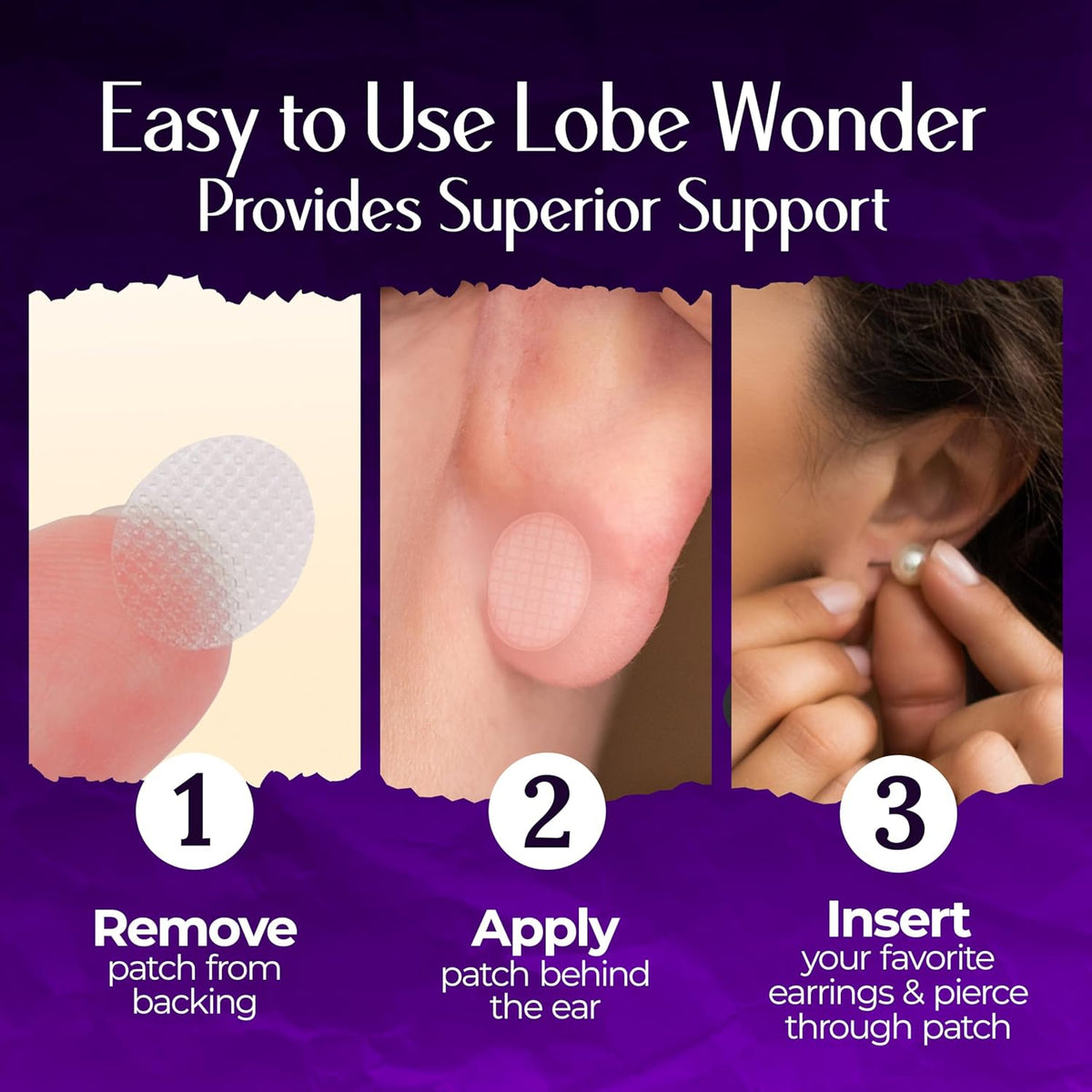 Lobe Wonder - The ORIGINAL Ear Lobe Support Patch for Pierced Ears