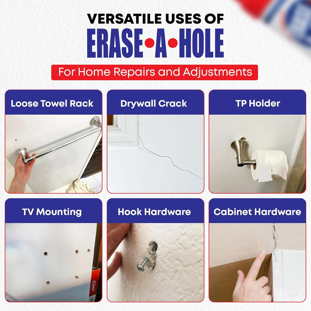 Erase-A-Hole Wall Repair Stick – Quick-Dry Nail & Screw Hole Filler for
