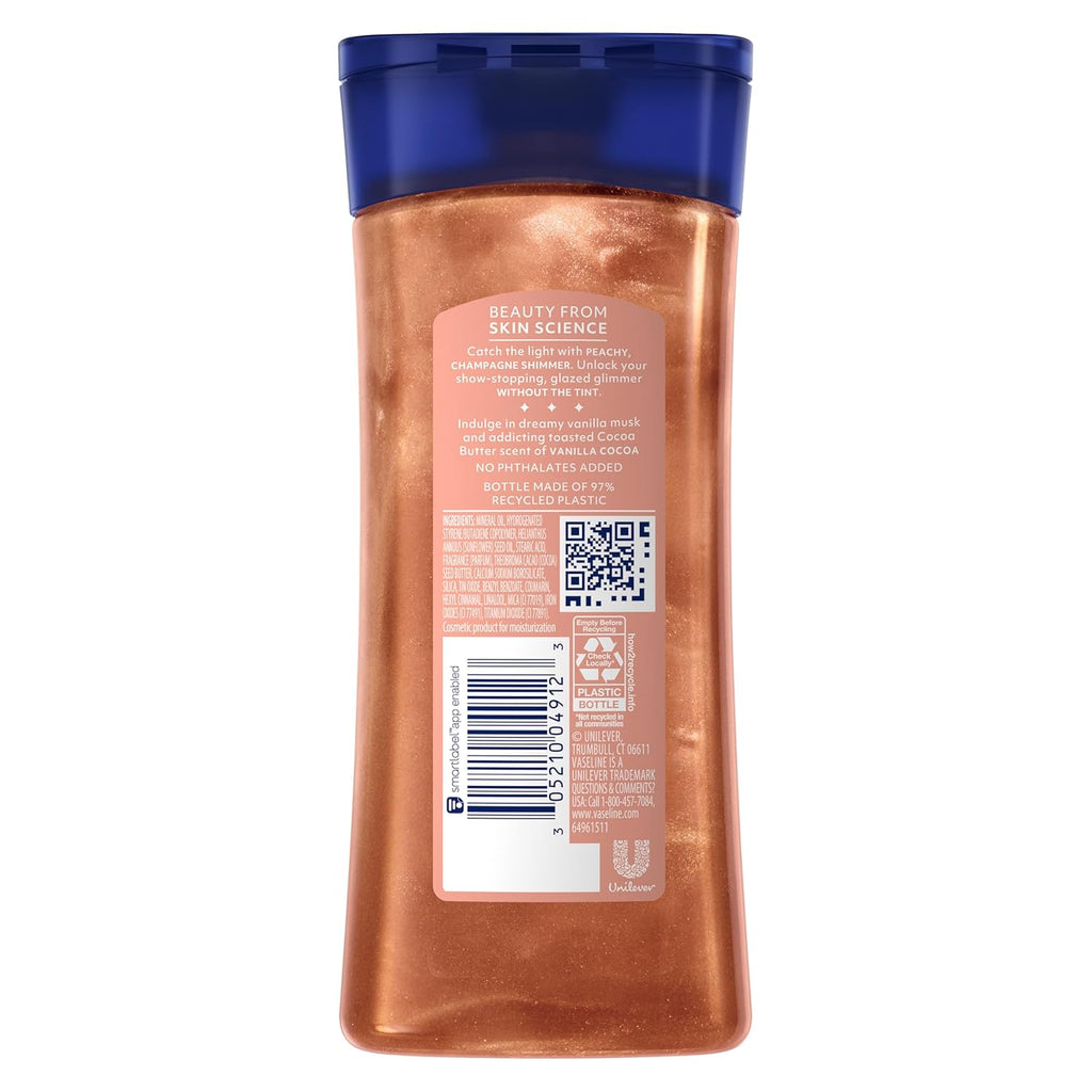 Vaseline Glazed and Glisten Sunlit Glow Body Gel Oil Vanilla Cocoa Shimmering