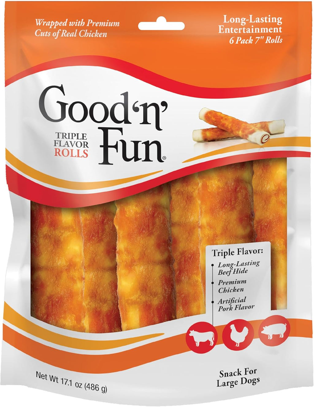 Good ‘n’ Fun Triple Flavor Rolls for Large Dogs, Treat Your Dog to