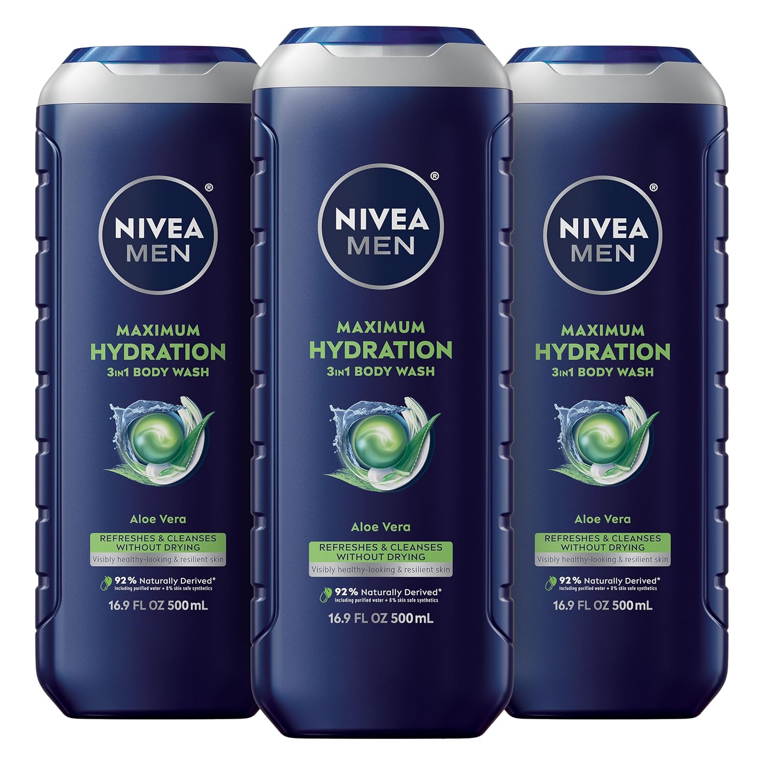 NIVEA MEN Maximum Hydration Body Wash for Dry Skin, Aloe Vera Enriched