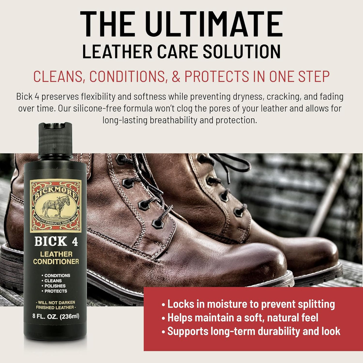 Bickmore Bick 4 Leather Conditioner 8 oz - Cleaner & Conditioner - Restore