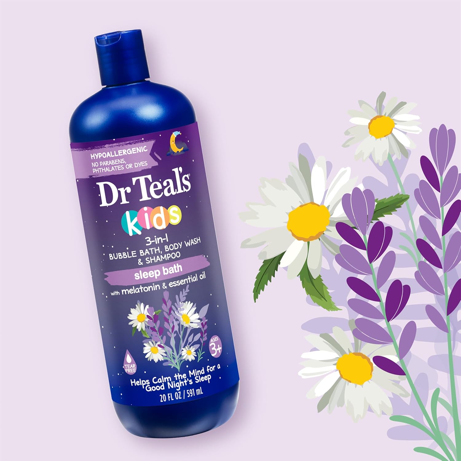 Dr Teal's Kids 3-in-1 Sleep Bath: Bubble Bath, Body Wash & Shampoo with