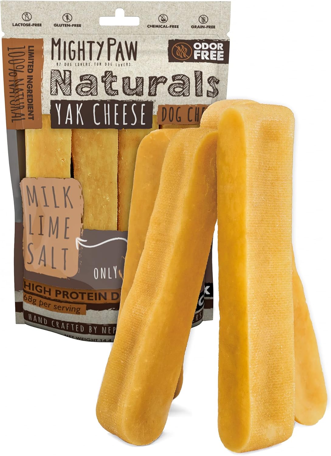 Mighty Paw Yak Cheese Dog Chews – All-Natural Long Lasting Hard Chew for