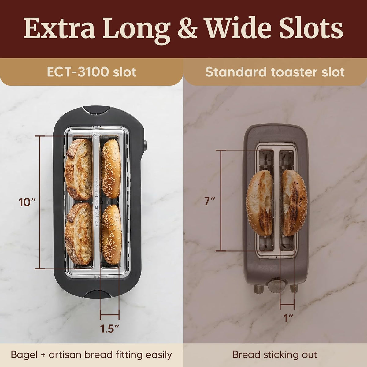 Elite Gourmet ECT-3100 4-Slice Long Slot Toaster